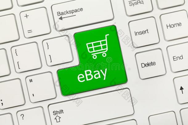 白色的观念的键盘-eBay公司成立于1995年9月绿色的钥匙