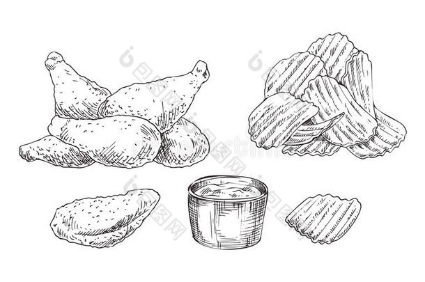 鸡块金和炸马铃薯条草图方式偶像放置