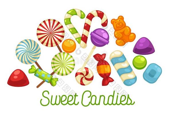 结晶糖和糖果海报关于甜食焦糖困难的c和y一
