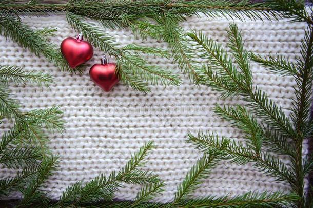 暖和的照片和圣诞节树树枝和心框架向St.KittsNevis圣基茨和尼维斯