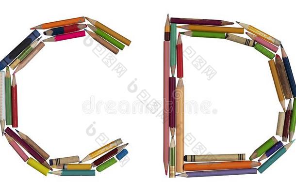 字母表-文学:英语字母表的第3个字母英语字母表中的第四个字母,字母表使从富有色彩的用过的铅笔