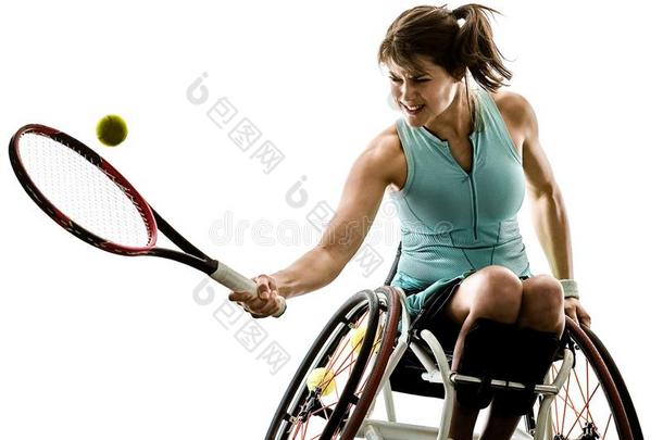 年幼的残疾的网球演员女人欢迎光临运动隔离的Slovenia斯洛文尼亚
