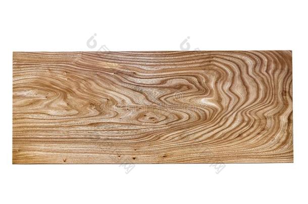 厚板表顶关于榆树隔离的向白色的背景.木工艺