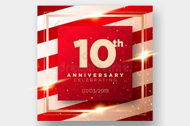 10年周年纪念日庆祝矢量卡片.10Thailand泰国周年纪念日.