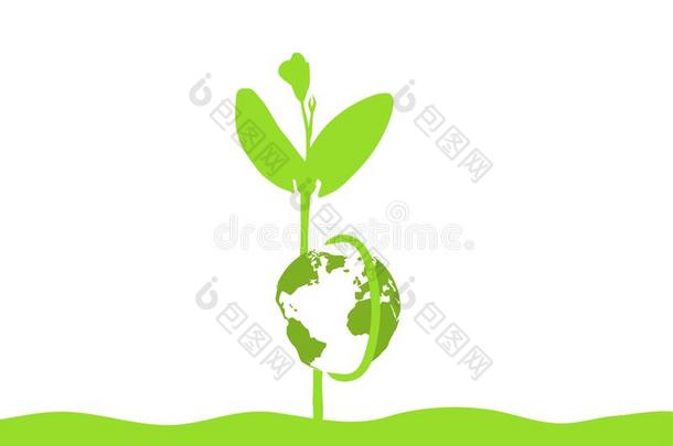 绿色的发芽秧苗佃户租种的土地球,环境的观念