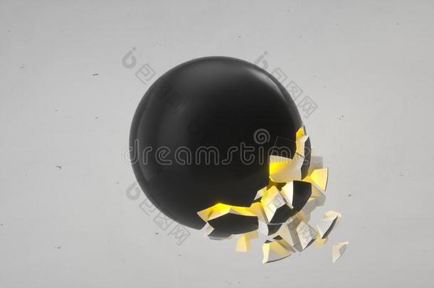 <strong>折断</strong>黑的球和黄色的发光