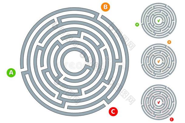 抽象的圆形的迷宫迷宫和一进入一d一出口一荧光标记抗体