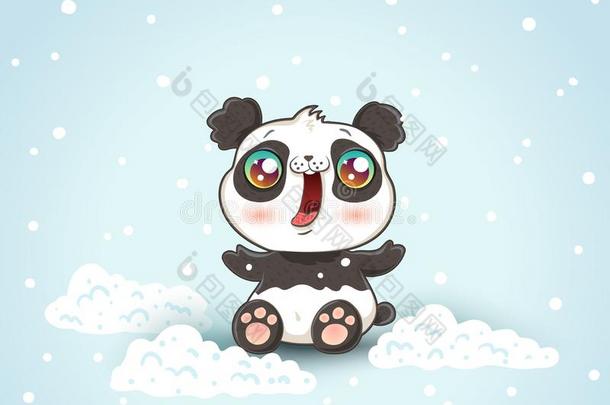 漂亮的熊猫向雪