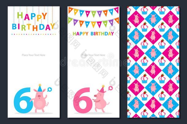 生日卡片和漂亮的猪