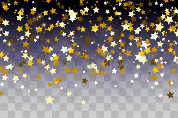 金色的布满星星的闪烁五彩纸屑