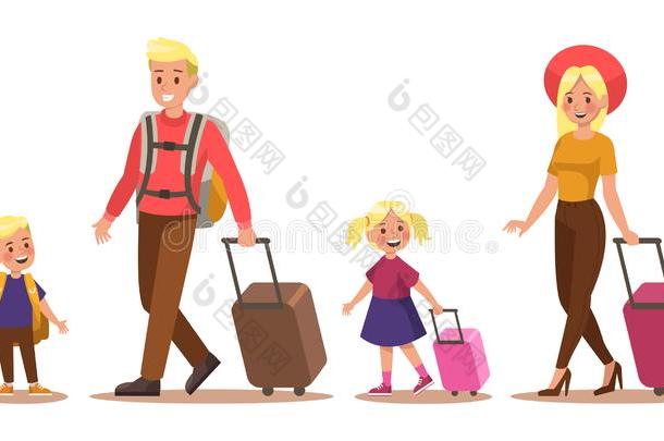 家庭生活方式.家庭旅行时间.幸福的家庭走向旅行.