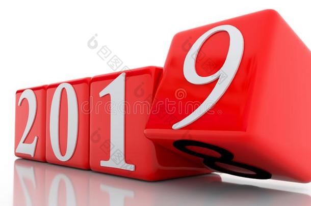 <strong>2019</strong>改变新的年一天背景骰子<strong>红色</strong>的白色的算术-3英语字母表中的第四个字母