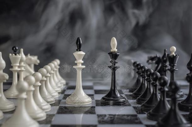 黑的和白色的君主关于棋计划向黑暗的背景