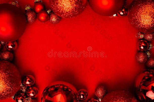 圣诞节红色的背景框架和红色的圣诞节杂乱