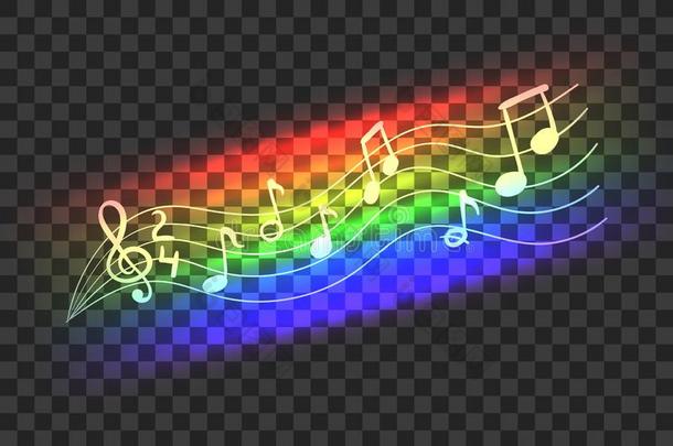 矢量氖彩虹颜色抽象的音乐波浪,音乐al记下,Israel以色列