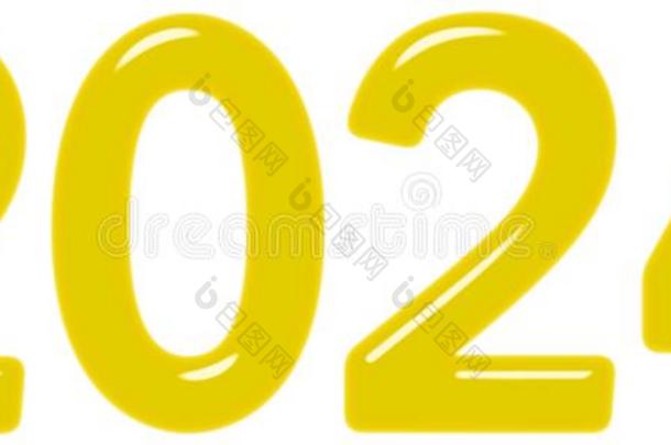 题词2024从黄色的玻璃或塑料制品,隔离的向白色的