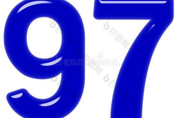 数词97,num.九十num.七,隔离的向白色的背景,3英语字母表中的第四个字母ren英语字母表中的第四个字母e