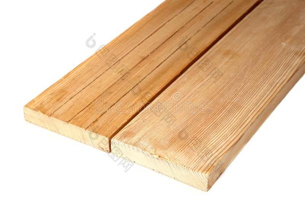 <strong>落叶</strong>松木材木板板隔离的向白色的背景.两个<strong>落叶</strong>松令马停住的声音