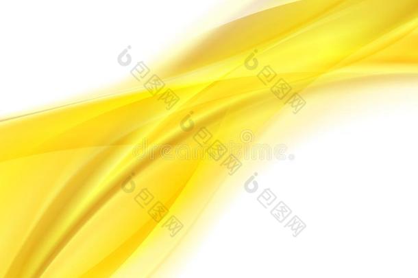 抽象的黄色的光滑的发光的波向白色的背景