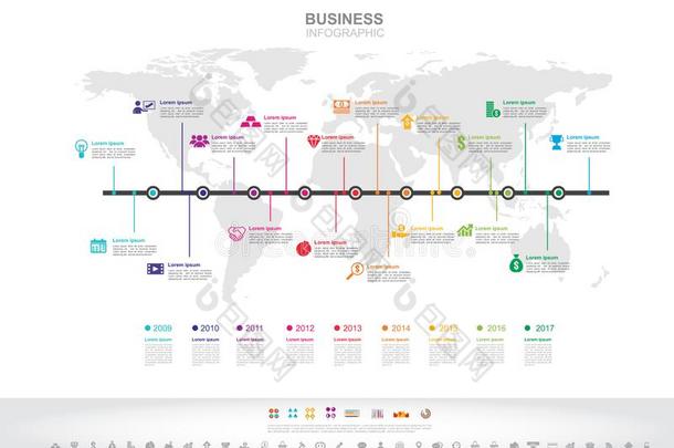 信息图样板.时间轴信息图商业成功集中起来的
