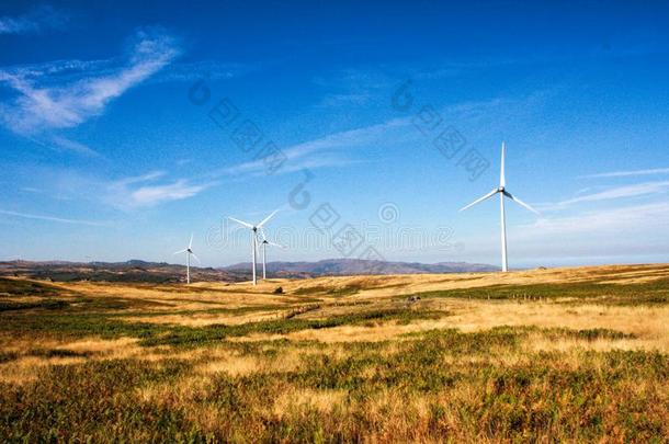 风涡轮机向<strong>多</strong>丘陵的广阔的区域创造能量,葡萄牙欧洲
