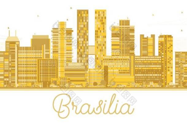 巴西利亚巴西苏木城市地平线轮廓和金色的建筑物是（be的三单形式