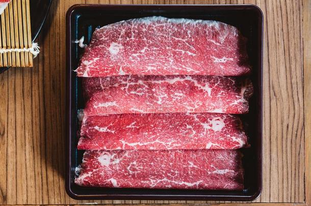 罕见的部分真的一5等级日本人瓦圭牛肉和高的-毁坏