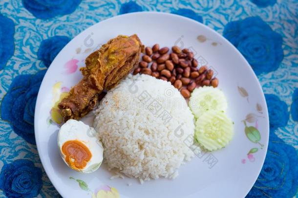 马来西亚人米饭利马克放置盘