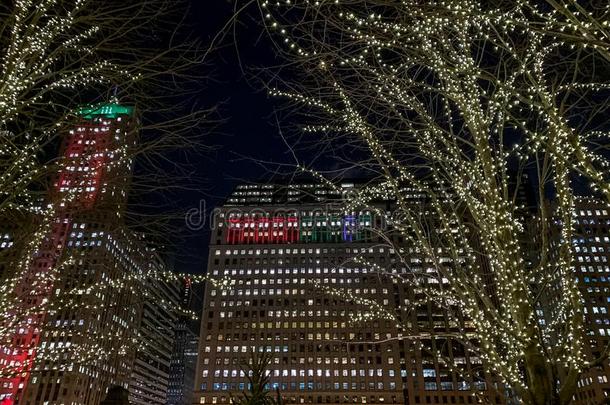 圣诞节/假日家畜的肺脏向芝加哥城市风光<strong>照片</strong>采用<strong>12</strong>月