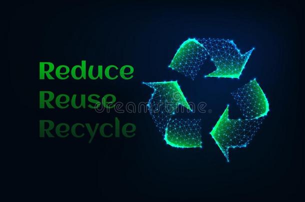 减少再用回收利用生态学横幅和绿色的发光低的工艺学校receive收到