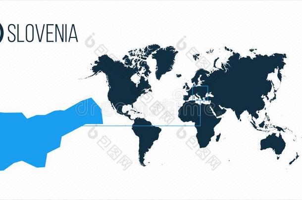 斯洛文尼亚位置向指已提到的人世界地图为信息图表.全部的世界英语字母表的第3个字母