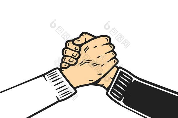 灵魂兄弟握手,拇指扣钩握手或家庭似的握手