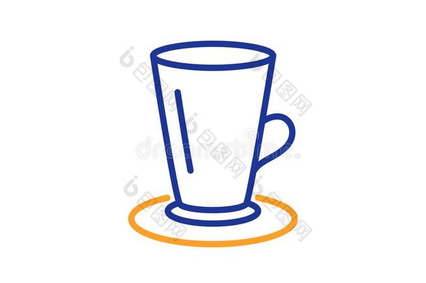 杯子关于茶水线条偶像.新鲜的饮料符号.矢量