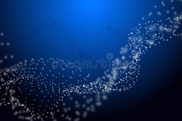 黑暗的蓝色抽象的波状的点格子光纤科技背景