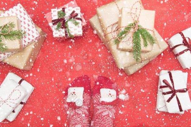 脚和暖和的冬短袜起立采用前面关于圣诞节礼物