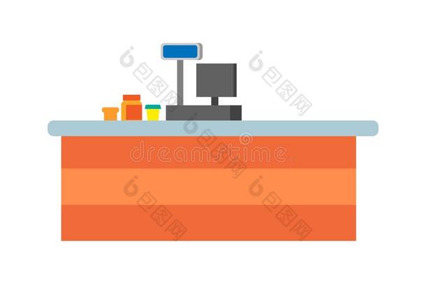 空的卖者柜台和桌面关于出纳员矢量