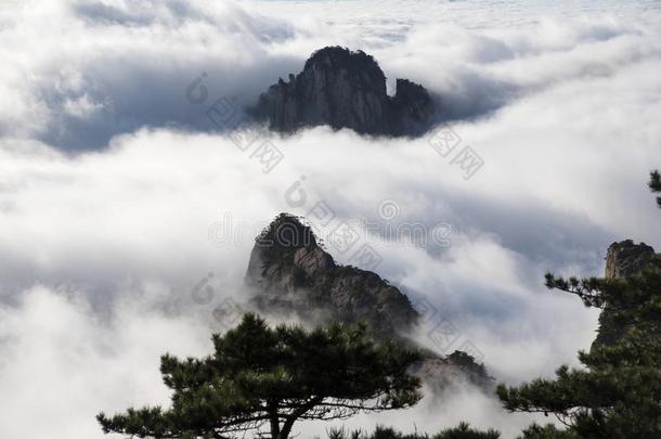 云海,黄山风景优美的地区,中国