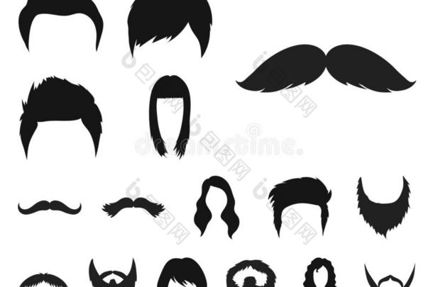 胡子和胡须,发型黑的偶像采用放置收集为