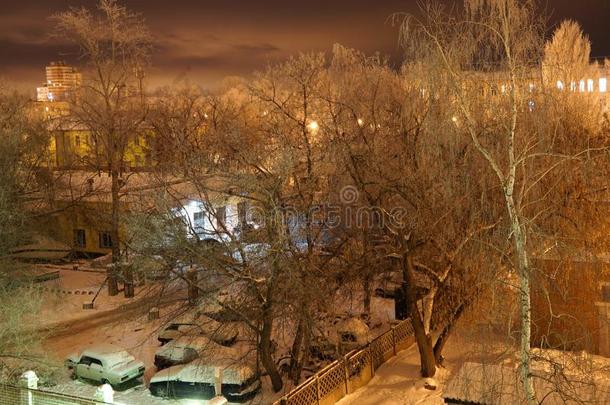 冬采用指已提到的人城市.夜被雪困住的城市