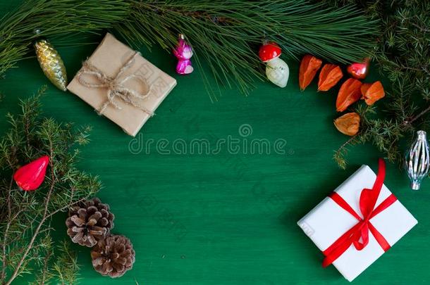 圣诞节背景圣诞节树新的年礼物布置布置at