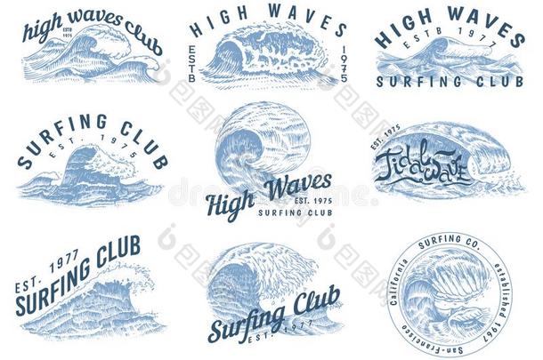 波浪标签,理念.放置关于在大西洋里的潮汐样板.酿酒的老的