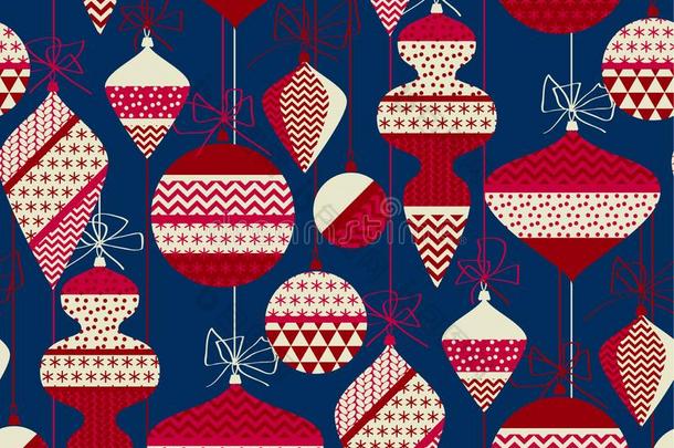 北欧人红色的和蓝色圣诞节布置可重复的主题