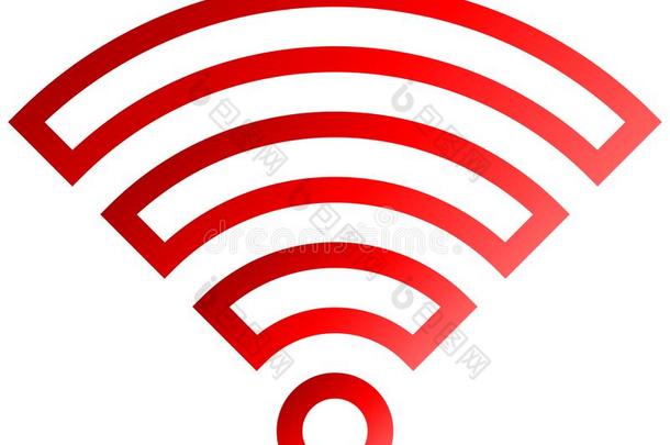 WirelessFidelity基于IEEE802.11b标准的无线局域网象征偶像-红色的画出的轮廓梯度,隔离的-矢量