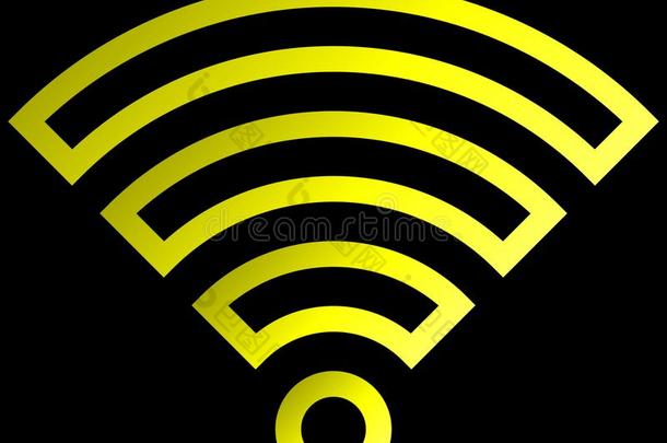 WirelessFidelity基于IEEE802.11b标准的无线局域网象征偶像-黄色的画出的轮廓梯度,隔离的-矢量
