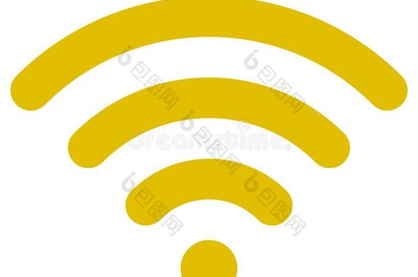 WirelessFidelity基于IEEE802.11b标准的无线局域网象征偶像-金色的简单的圆形的,隔离的-矢量
