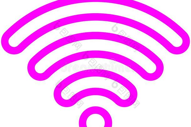 WirelessFidelity基于IEEE802.11b标准的无线局域网象征偶像-紫色的画出的轮廓圆形的,隔离的-矢量