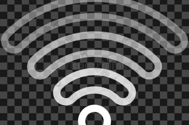 WirelessFidelity基于IEEE802.11b标准的无线局域网象征偶像-白色的画出的轮廓圆形的透明的,隔离的