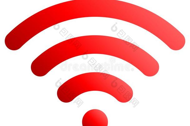 WirelessFidelity基于IEEE802.11b标准的无线局域网象征偶像-红色的简单的圆形的梯度,隔离的-vectog