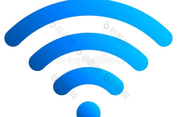 WirelessFidelity基于IEEE802.11b标准的无线局域网象征偶像-蓝色简单的圆形的梯度,隔离的-vect