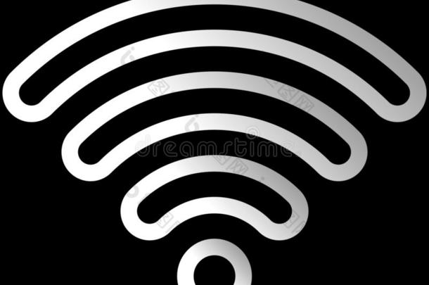 WirelessFidelity基于IEEE802.11b标准的无线局域网象征偶像-白色的画出的轮廓圆形的梯度,隔离的-英语字母